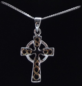 celtic gold plated silver cross